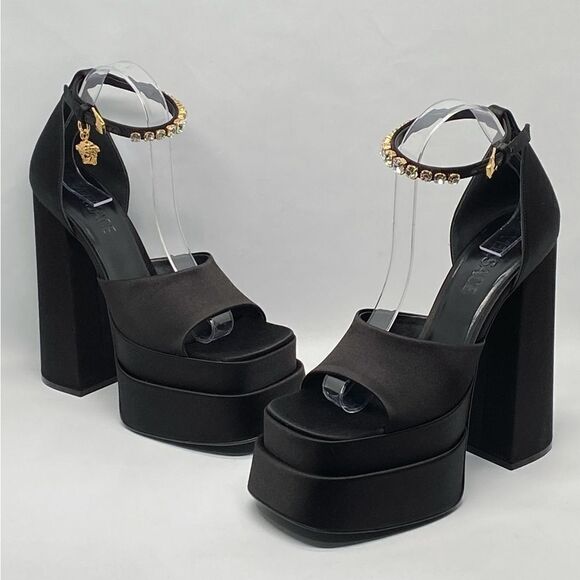 Versace Medusa Crystal Ankle-Strap Platform Sandals - Picture 4 of 15